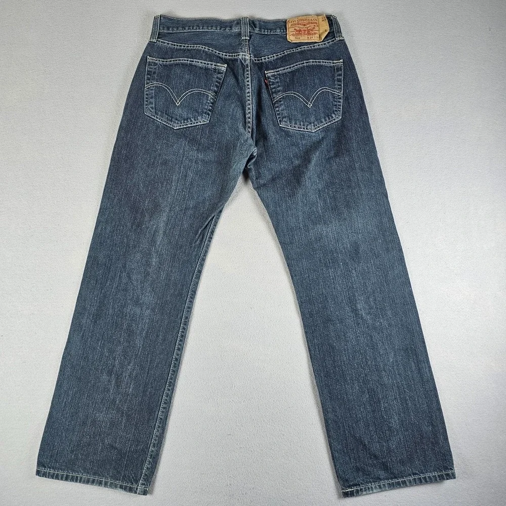 Y2K Levis 501 Jeans Mens 34x30 (32x28) Blue Denim Button Fly Classic Straight